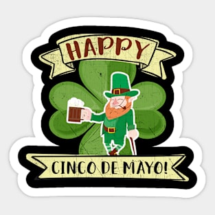 Happy Cinco De Mayo St. Patrick's Day Drunk Leprechaun Sticker